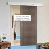 Single Sliding Door & Wall Track - Vancouver Flush Chocolate Grey Door - Prefinished