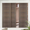 Minimalist Wardrobe Door & Frame Kit - Three Vancouver Flush Chocolate Grey Doors - Prefinished