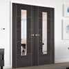 Laminate Vancouver Dark Grey Door Pair - Clear Glass - Prefinished