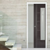 Laminate Vancouver Dark Grey Single Evokit Pocket Door - Clear Glass - Prefinished