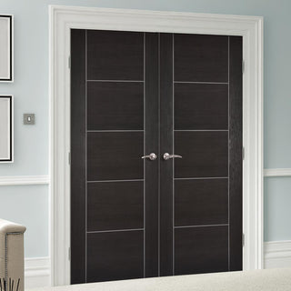 Image: LPD Joinery Laminate Vancouver Dark Grey Fire Door Pair - 1/2 Hour Fire Rated - Prefinished