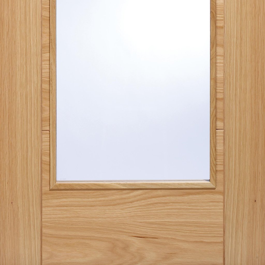 LPD Joinery Bespoke Fire Door, Vancouver Oak 1L - 1/2 Hour Fire Rated - Clear Glass - Prefinished