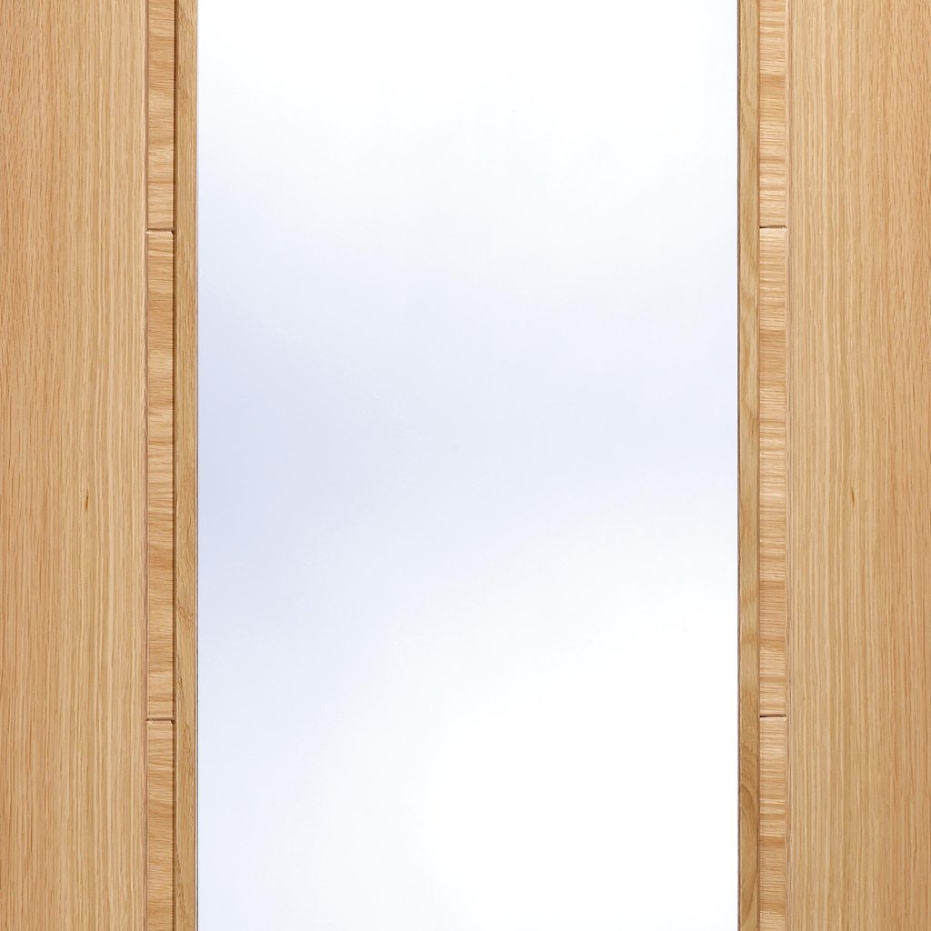 LPD Joinery Bespoke Fire Door, Vancouver Oak 1L - 1/2 Hour Fire Rated - Clear Glass - Prefinished