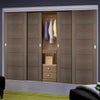 Four Sliding Wardrobe Doors & Frame Kit - Vancouver Flush Chocolate Grey Door - Prefinished