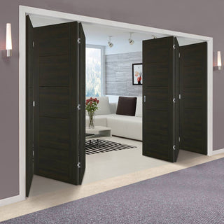 Image: Six Folding Doors & Frame Kit - Vancouver Smoked Oak Flush Internal Doors - Prefinished