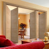 Five Folding Doors & Frame Kit - Vancouver 5 Panel Effect Flush Oak 3+2 - Prefinished