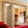 Three Folding Doors & Frame Kit - Vancouver 5 Panel Effect Flush Oak 3+0 - Prefinished