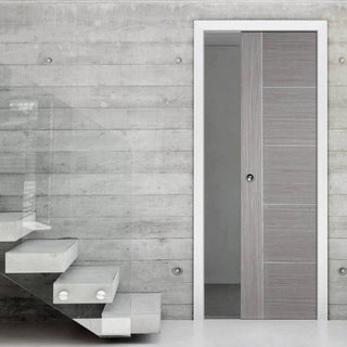 Image: Bespoke Light Grey Vancouver Single Pocket Door - Prefinished