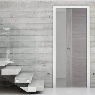 Image: Light Grey Vancouver Evokit Pocket Fire Door - 30 Minute Fire Rated - Prefinished