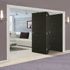 Three Folding Doors & Frame Kit - Vancouver Smoked Oak Flush Internal Doors - Prefinished