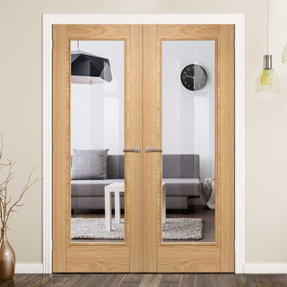 Image: Vancouver Oak Door Pair - Clear Glass - Prefinished