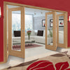 Five Folding Doors & Frame Kit - Vancouver 1 Pane Oak 3+2 - Clear Glass - Prefinished