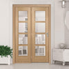 Room Divider - Vancouver 4 Pane Oak Clear Glass Prefinished Door with Single Side