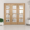 Room Divider - Vancouver 4 Pane Oak Clear Glass Prefinished Double Doors with Single Side