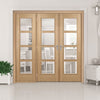 ThruEasi Room Divider - Vancouver 4 Pane Oak Clear Glass Prefinished Double Doors with Single Side