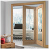 Two Folding Doors & Frame Kit - Vancouver 1 Pane Oak 2+0 - Clear Glass - Prefinished