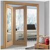 Two Folding Doors & Frame Kit - Vancouver 1 Pane Oak 2+0 - Clear Glass - Prefinished