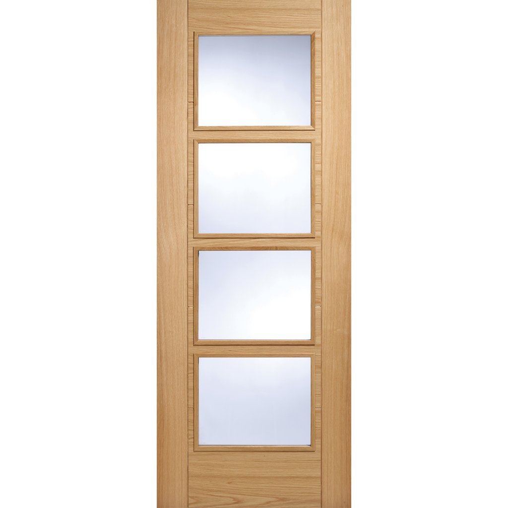 LPD Joinery Bespoke Fire Door, Vancouver Oak 4L - 1/2 Hour Fire Rated - Clear Glass - Prefinished