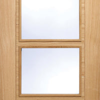 Vancouver Oak 4 Pane Fire Door - Clear Glass - 1/2 Hour Fire Rated - Prefinished