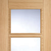 Vancouver Oak 4 Pane Door Pair - Clear Glass - Prefinished