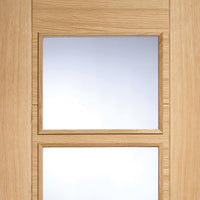 Vancouver Oak 4 Pane Door Pair - Clear Glass - Prefinished