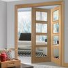 Two Folding Doors & Frame Kit - Vancouver 4 Pane Oak 2+0 - Clear Glass - Prefinished