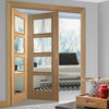 Two Folding Doors & Frame Kit - Vancouver 4 Pane Oak 2+0 - Clear Glass - Prefinished
