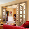 Four Folding Doors & Frame Kit - Vancouver 4 Pane Oak 3+1 - Clear Glass - Prefinished