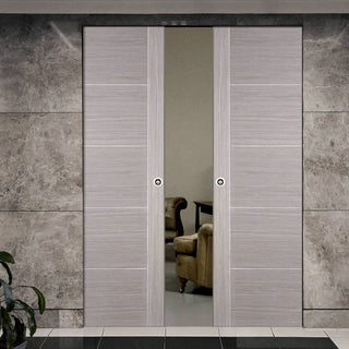 Image: Light Grey Vancouver Absolute Evokit Double Pocket Doors - Prefinished