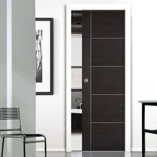 Image: Laminate Vancouver Dark Grey Single Evokit Pocket Door - Prefinished