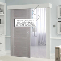 Single Sliding Door & Wall Track - Vancouver Light Grey Door - Prefinished