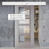 Single Sliding Door & Wall Track - Vancouver Light Grey Door - Clear Glass - Prefinished