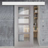 Single Sliding Door & Wall Track - Vancouver Light Grey Door - Clear Glass - Prefinished