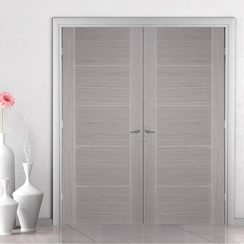 LPD Joinery Bespoke Fire Door Pair, Light Grey Vancouver Pair - 1/2 Hour Fire Rated - Prefinished