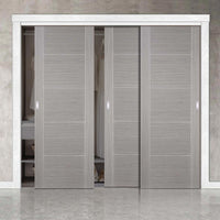 Three Sliding Wardrobe Doors & Frame Kit - Vancouver Light Grey Door - Prefinished