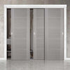 Three Sliding Wardrobe Doors & Frame Kit - Vancouver Light Grey Door - Prefinished