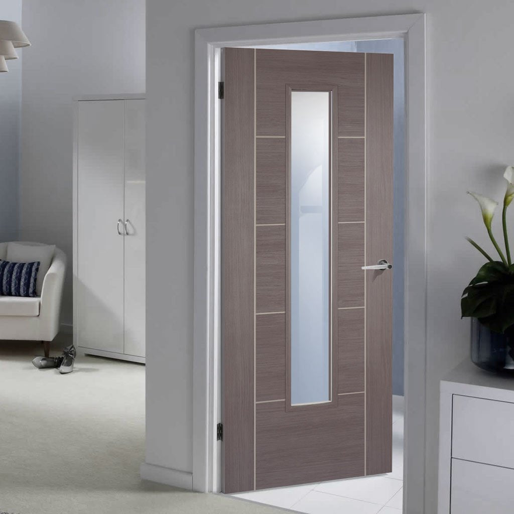 Contemporary grey glazed interior door