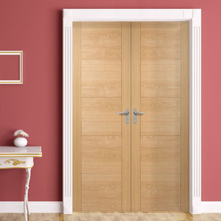 Image: Bespoke Vancouver Oak 5P Style Flush Door Pair - Prefinished