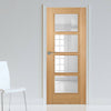 Bespoke Fire Door, Vancouver Oak 4L - 1/2 Hour Fire Rated - Clear Glass - Prefinished