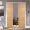 Bespoke Vancouver Oak 5P Style Flush Double Pocket Door - Prefinished