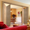 Four Folding Doors & Frame Kit - Vancouver 5 Panel Effect Flush Oak 2+2 - Prefinished