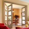 Three Folding Doors & Frame Kit - Vancouver 4 Pane Oak 2+1 - Clear Glass - Prefinished