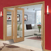 Four Folding Doors & Frame Kit - Vancouver 1 Pane Oak 3+1 - Clear Glass - Prefinished