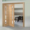 Two Folding Doors & Frame Kit - Vancouver 4 Pane Oak 2+0 - Clear Glazed Offset - Prefinished
