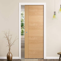 Vancouver Oak 5 Panel Flush Evokit Pocket Fire Door - 30 Minute Fire Rated - Prefinished