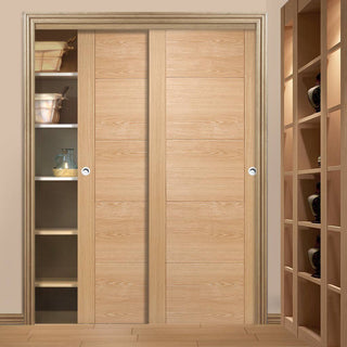 Image: Bespoke Vancouver Oak 5P Flush Door - 2 Door Wardrobe and Frame Kit - Prefinished