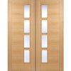 Vancouver Oak 4 Pane Door Pair - Clear Glass Offset - Prefinished