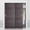 Minimalist Wardrobe Door & Frame Kit - Two Vancouver Flush Ash Grey Doors - Prefinished