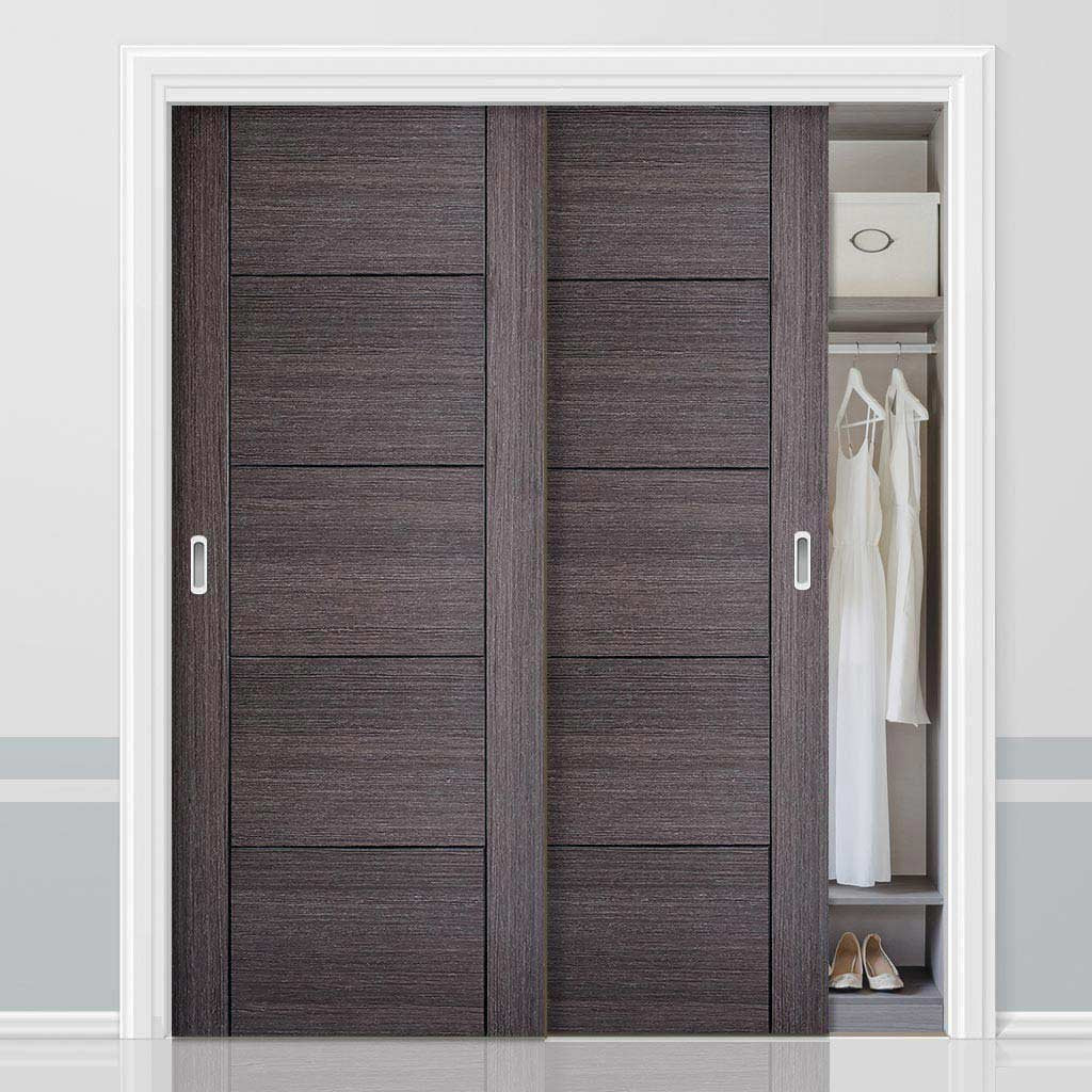 Bespoke Vancouver Ash Grey Door - 2 Door Wardrobe and Frame Kit - Prefinished