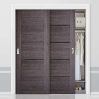 Image: Bespoke Vancouver Ash Grey Door - 2 Door Wardrobe and Frame Kit - Prefinished
